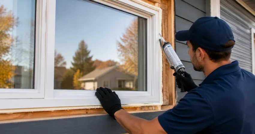 technician installing a new vinyl window in Parkhill