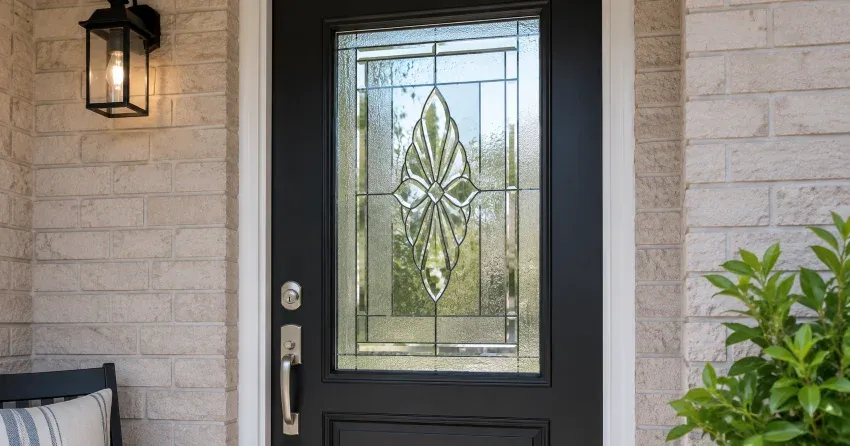 technician replacing a cracked decorative glass panel in Parkhill