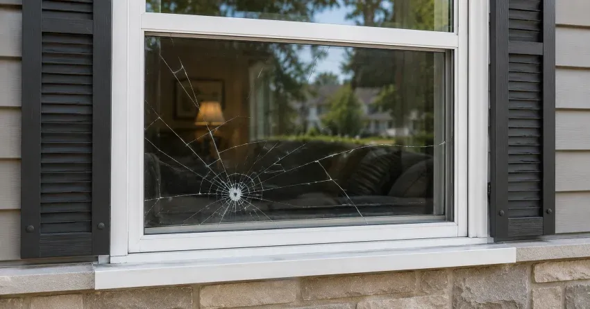 technician measuring window opening for emergency glass replacement Parkhill