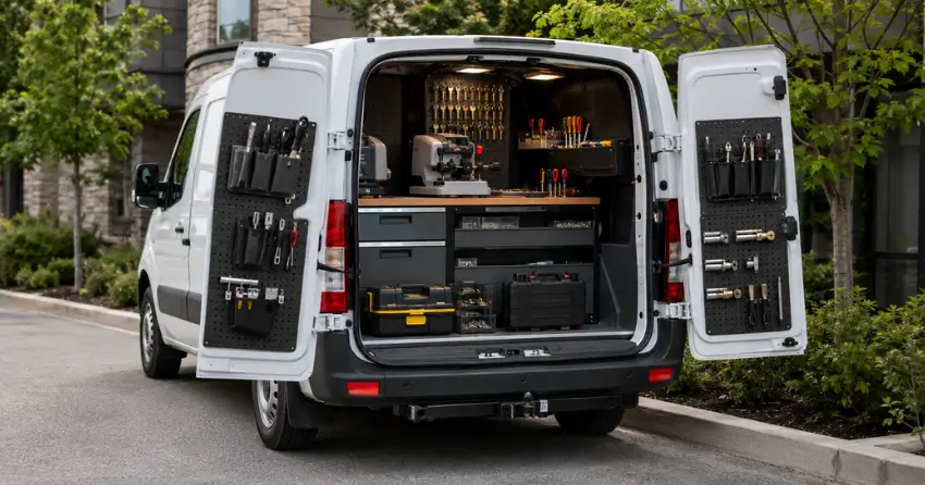 mobile locksmith service vehicle equipped with tools in Parkhill