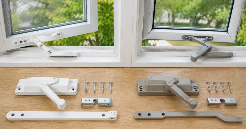 new casement window crank operator installed in Parkhill home